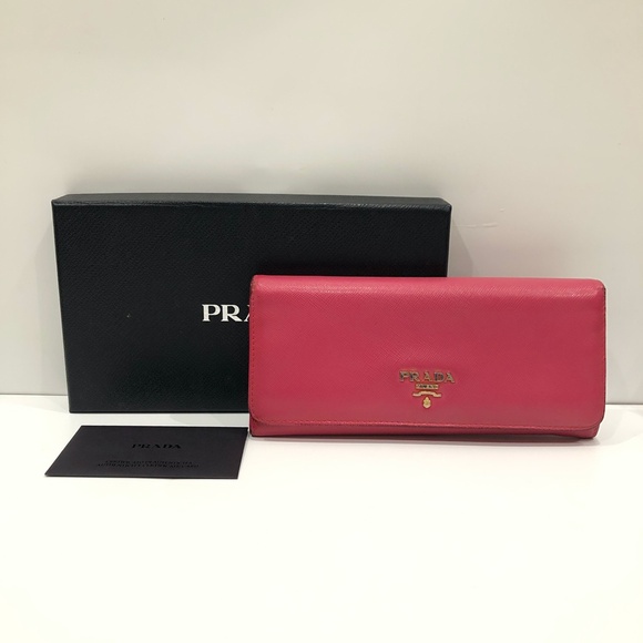 Prada Pink Flap Wallet Sku#84595 (Gently used, edge peeling) - Picture 1 of 16